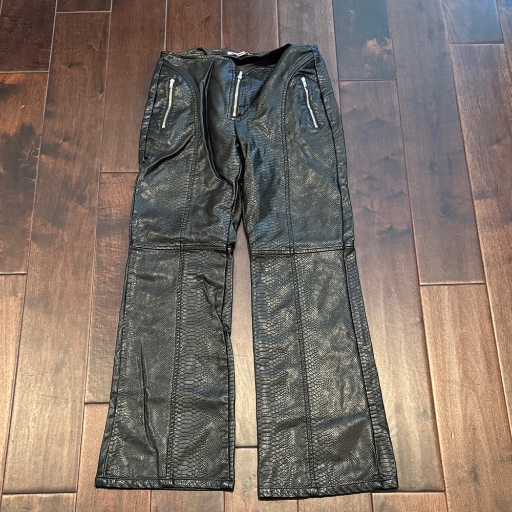 Urban Outfitters Black Vegan Faux Leather Pants with Zipper Details